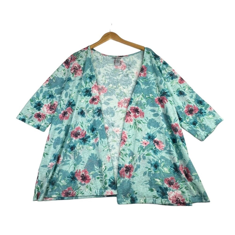 Catherines Floral Print Open Cardigan Sweater size 1XWP